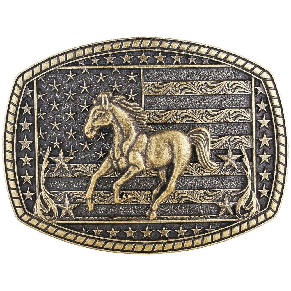 9741 Western Belt Buckle Horse American Flag Belt Buckle Cowboy Outfits